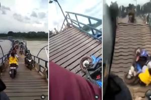 Jembatan Ambruk, Pengendara Motor Tercebur ke Waduk Saguling Bandung Barat